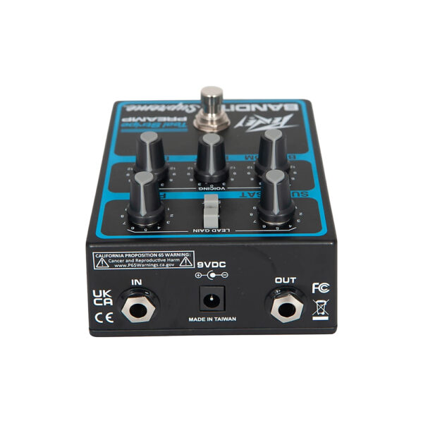 BANDIT-SUPREME TEAL STRIPE PREAMP PEDAL - angled 2 Bandit® Supreme Teal Stripe Pre-Amp Pedal